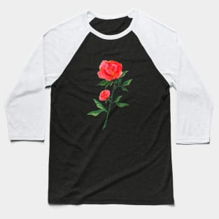 Red Rose Watercolor Baseball T-Shirt